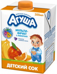 Сок Агуша мультифруктовый яблоко апельсин банан 500 мл